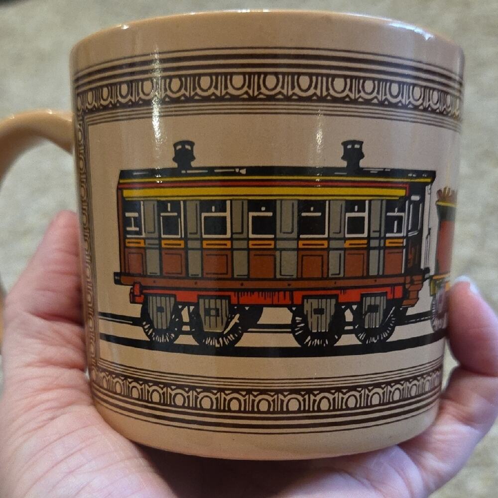 Vintage Chaps Ralph Lauren Train Design Tan Mug - Picture 3 of 7